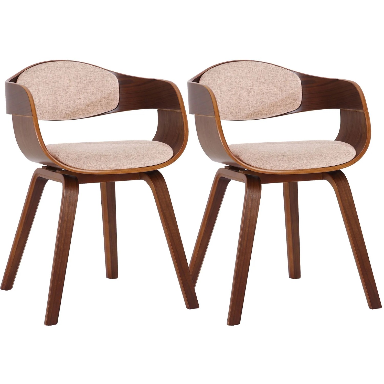 CLP 2er Set Stühle Kingston Stoff Walnuss/Creme