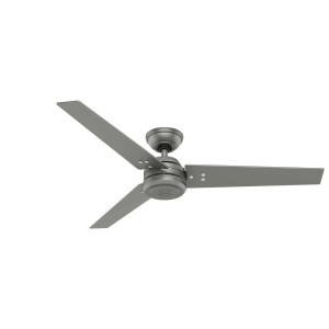 HUNTER FANS Deckenventilator Protos, matt silber, 132 cm, mit drei Flügeln und Wandschalter.