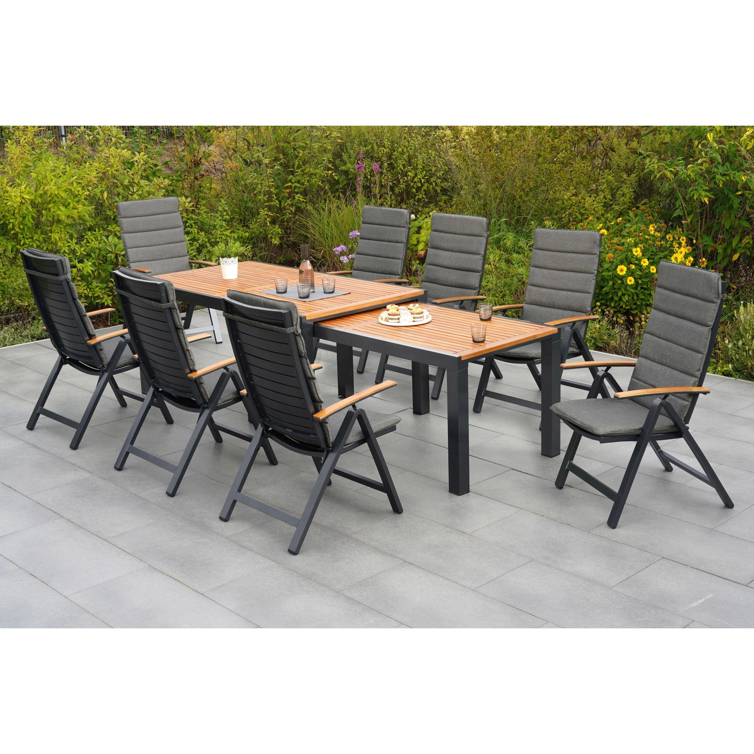 Merxx Astros Set 17-tlg. Flex-Gartentisch Ausziehbar 180/300 x 100 cm günstig online kaufen