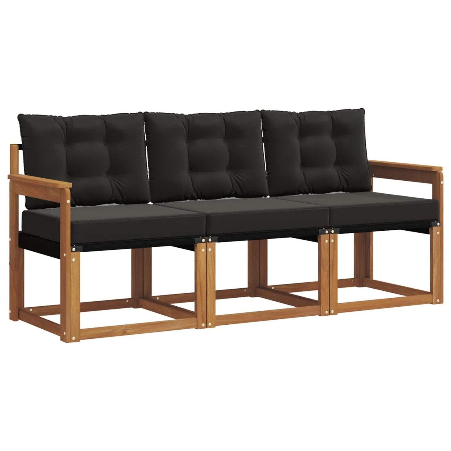 vidaXL Outdoor-Sofagarnitur mit Kissen 3-Tlg Natur und Schwarz 3368347