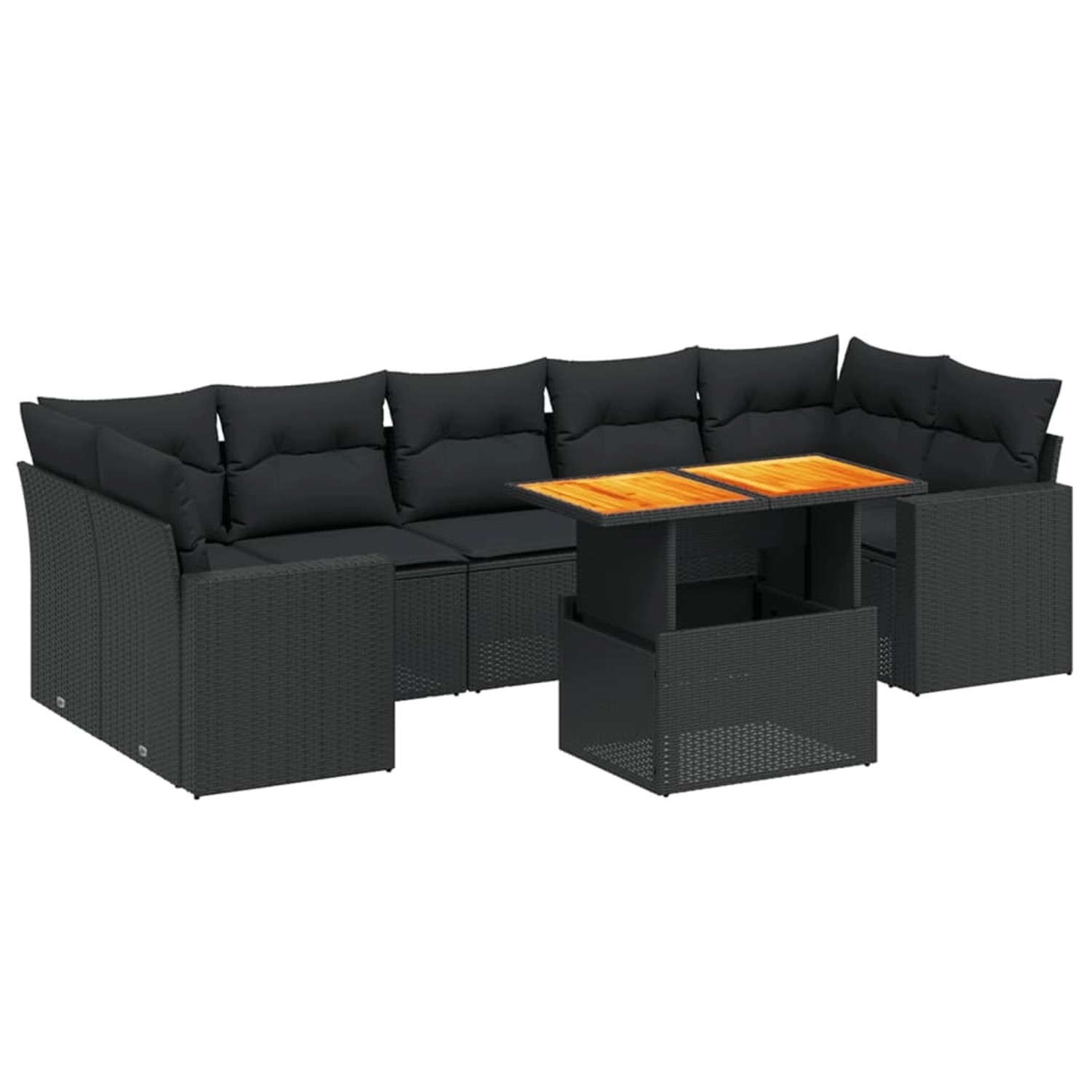 vidaXL 8-Tlg Garten-Sofagarnitur mit Kissen Schwarz Poly Rattan 3271223 günstig online kaufen