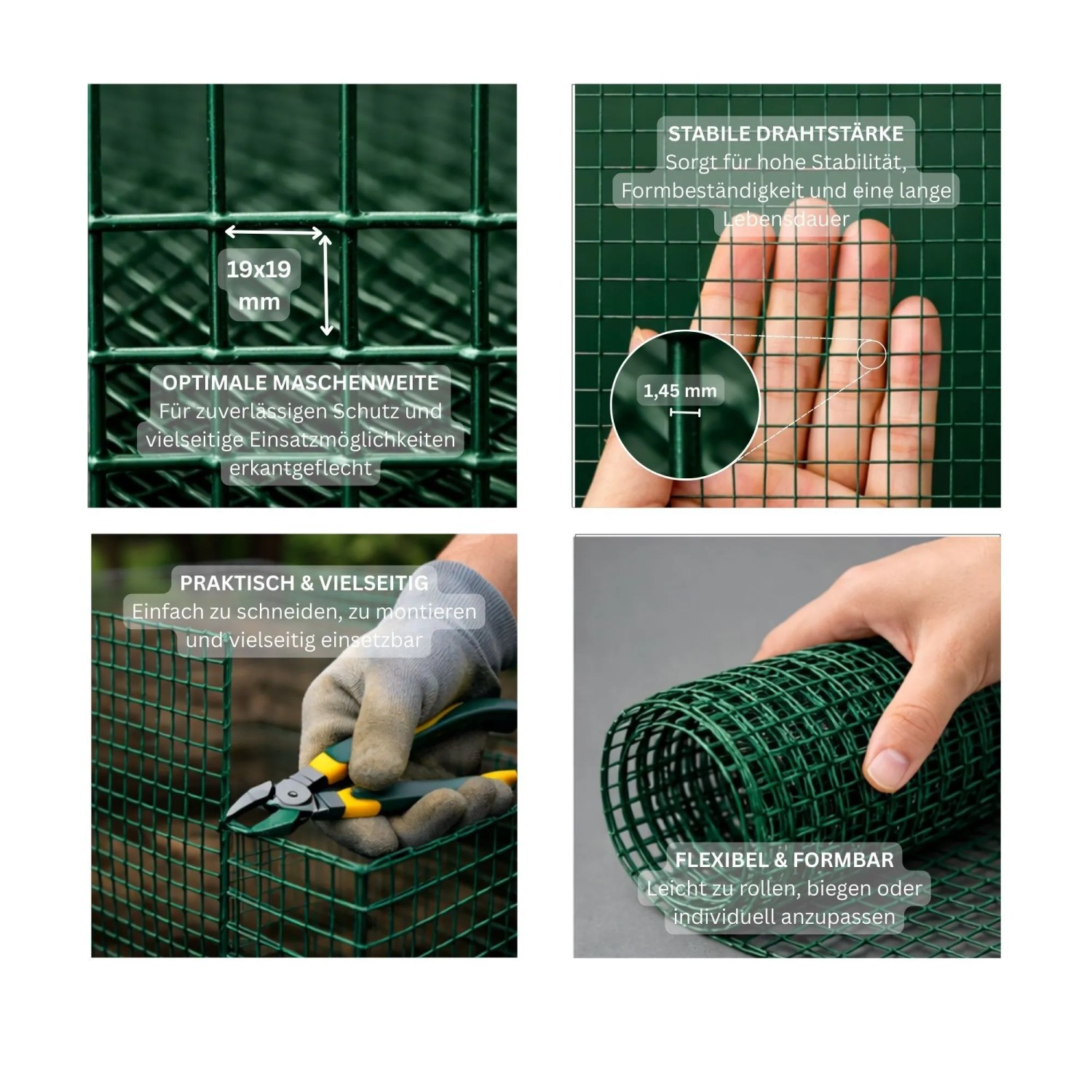 Grüner PROREGAL Maschendrahtzaun, 1x10m, Vierkantgeflecht, ideal als Kaninchendraht oder Hühnerdraht.