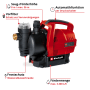 Einhell GC-AW 6033 Hauswasserautomat: Rote Gartenpumpe mit Vorfilter und Tragegriff.