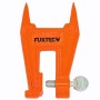 Oranger FUXTEC Feilbock FX-FB100 aus Metall zur Kettensägen-Schärfung. Robuster Schwerthalter für sichere Befestigung im Holz.