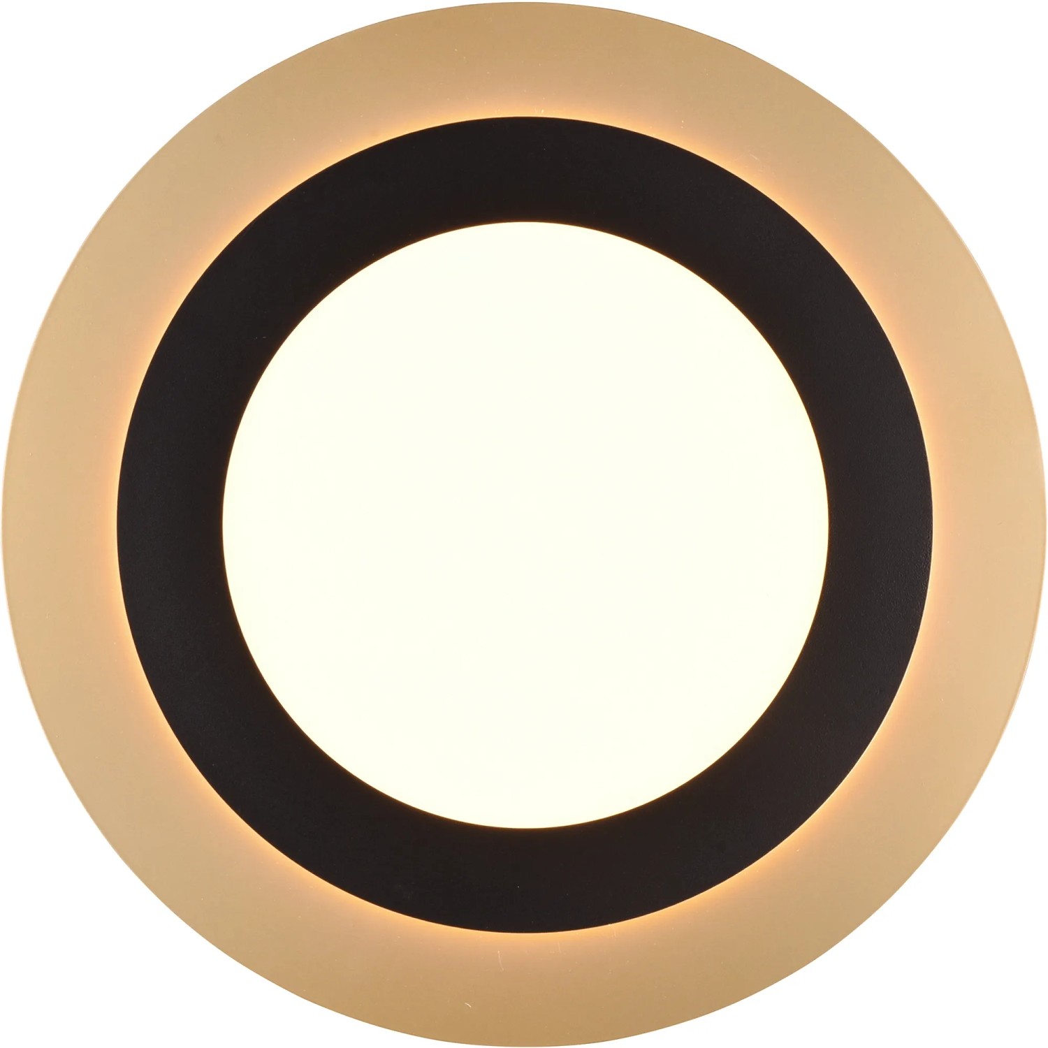 Runde Trio LED Deckenleuchte Morgan in Schwarz-Gold, 45 cm Durchmesser.