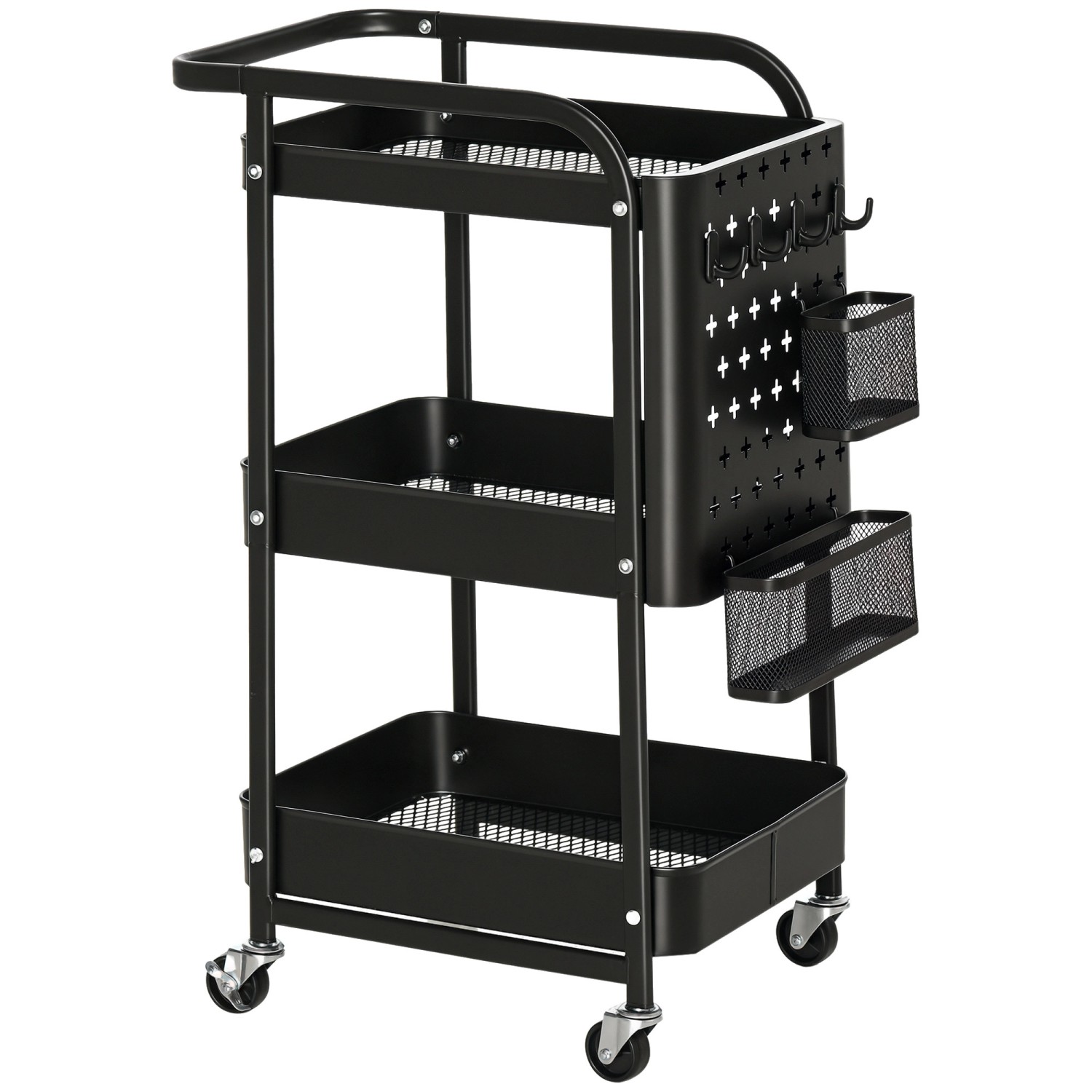 HOMCOM Servierwagen Stahl Kunststoff 51,5L x 32B x 75,6H cm Schwarz günstig online kaufen