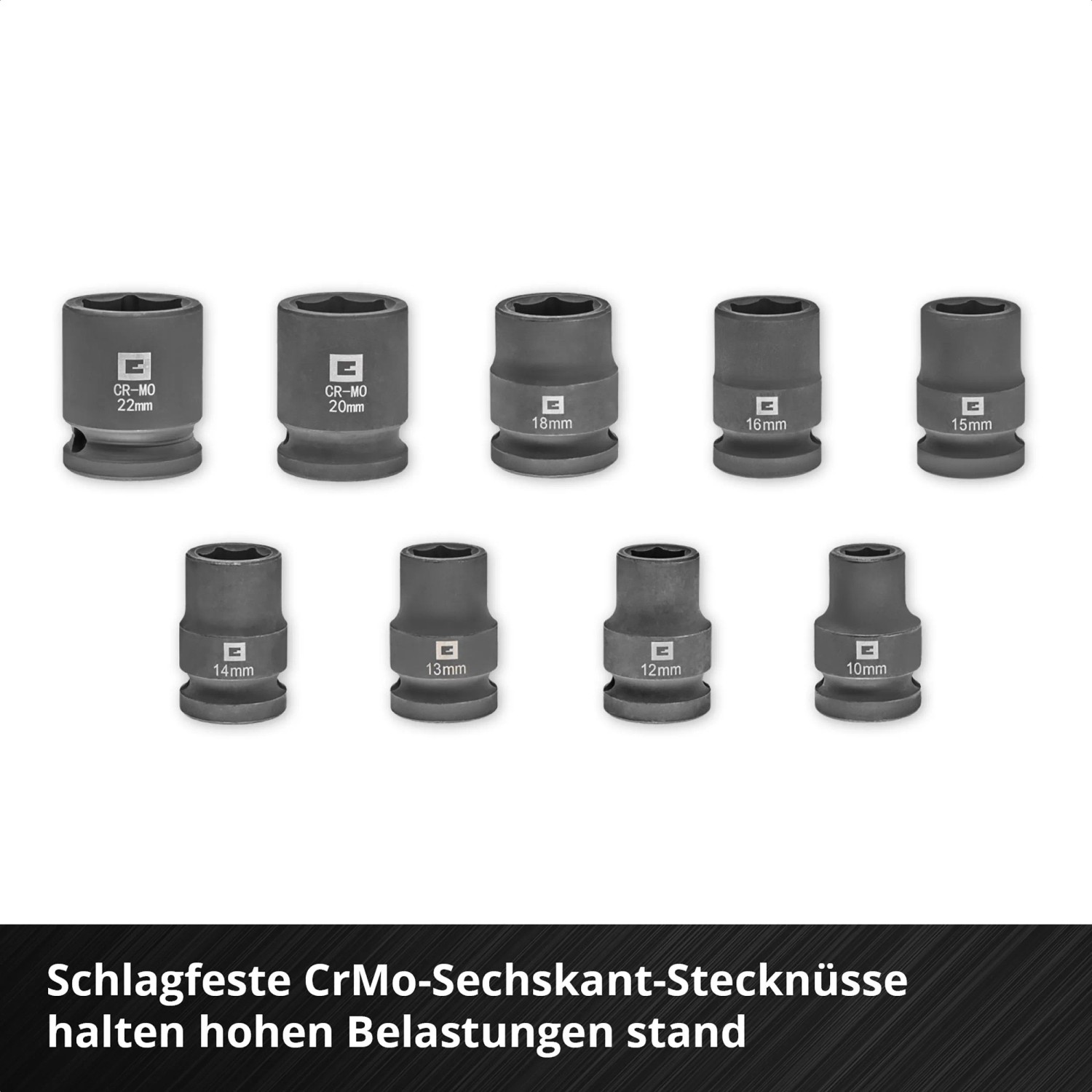 Einhell KFZ Stecknuss-Set, 32-teilig, verschiedene Größen. Werkzeug für Schlagschrauber.