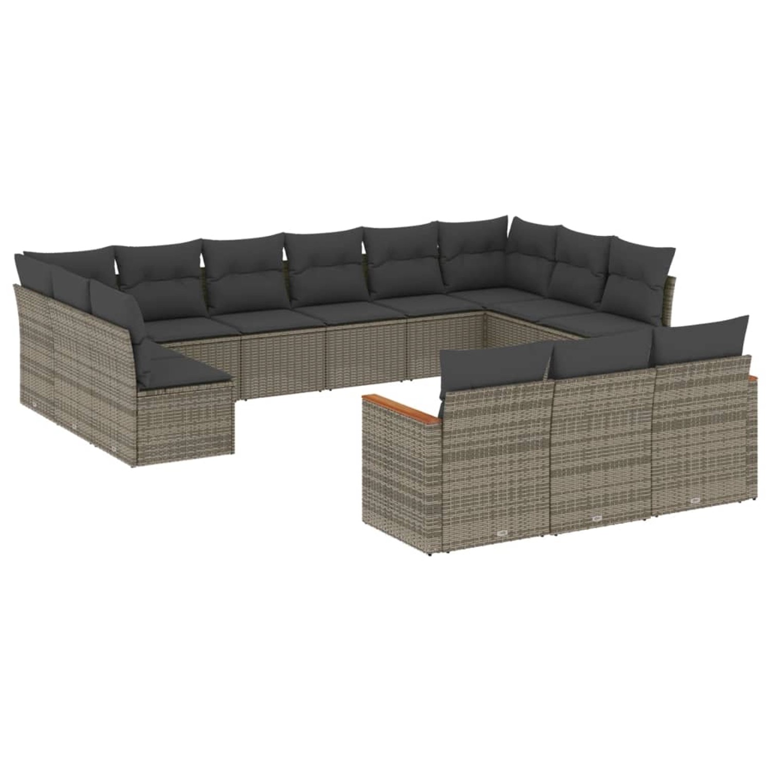 vidaXL 13-Tlg Garten-Sofagarnitur mit Kissen Grau Poly Rattan 3226459 günstig online kaufen