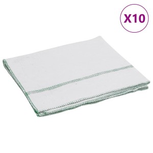 vidaXL Reinigungstücher 10 Stk Weiß mit Grünen Gestreift 50x60 cm 4014091