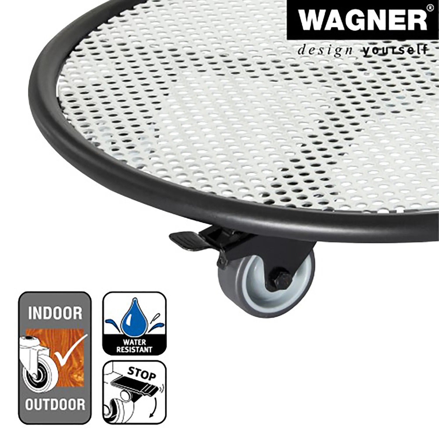 Wagner Pflanzenroller GH 7017, Ø 38cm, schwarz-weiß, mit Rollen und Feststellbremse.