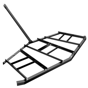 Robuste schwarze Wiltec Schleppegge 217x106cm für Rasentraktor. Wiesenegge zur Bodenbearbeitung und Einebnung.