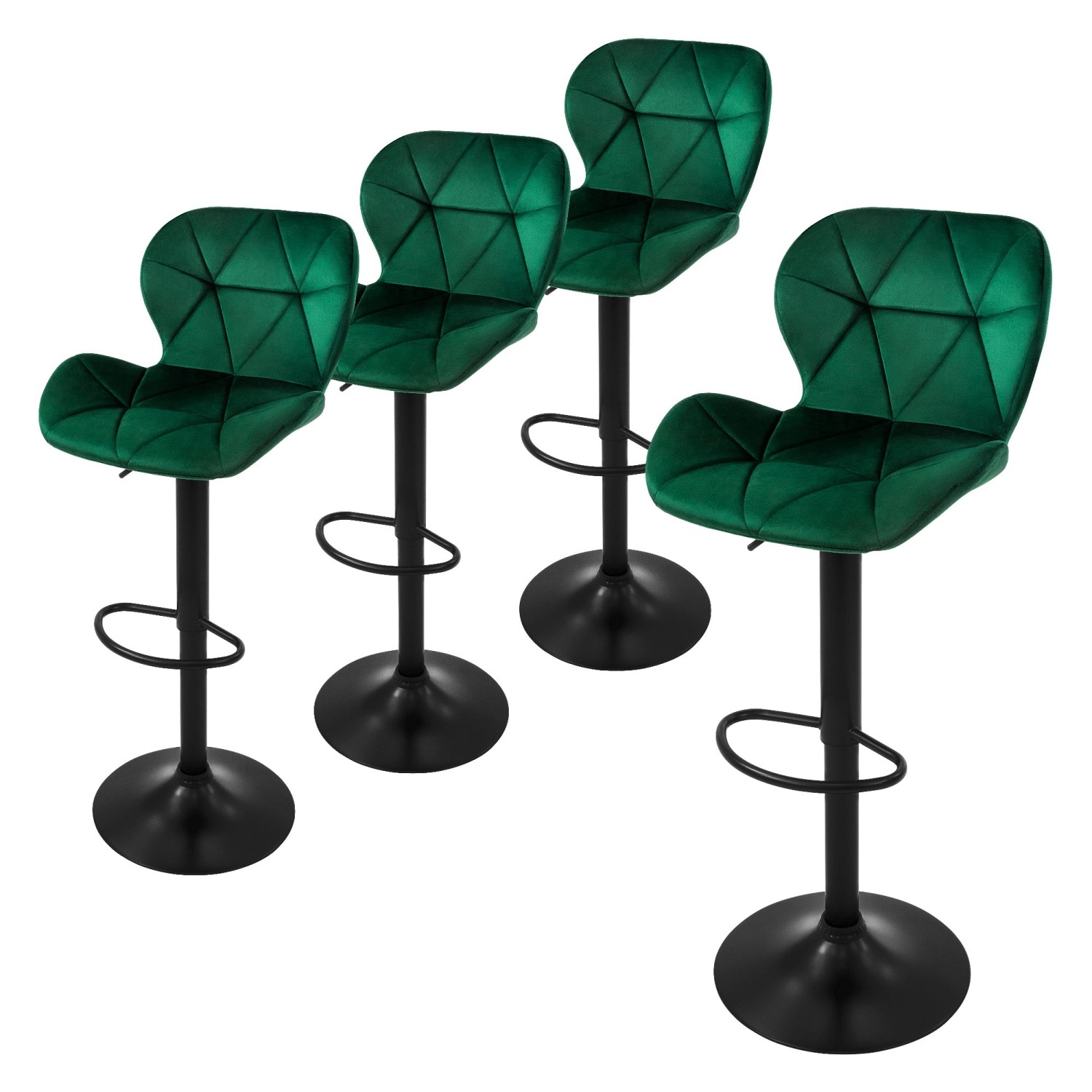 ML-Design Barhocker 4Er Set aus Samt Grün Gepolsterter Stuhl Drehbar günstig online kaufen