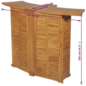 vidaXL Klappbarer Bartisch aus Teakholz, 155x53x105 cm, ideal für Garten und Terrasse.