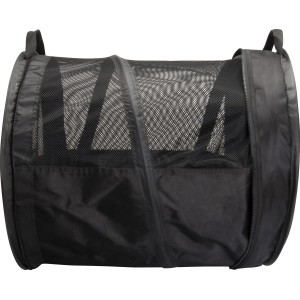 Schwarze Haustier-Transportbox Walky Tunnel XXL für Hunde und Katzen, zusammenfaltbar mit Netzfenster.