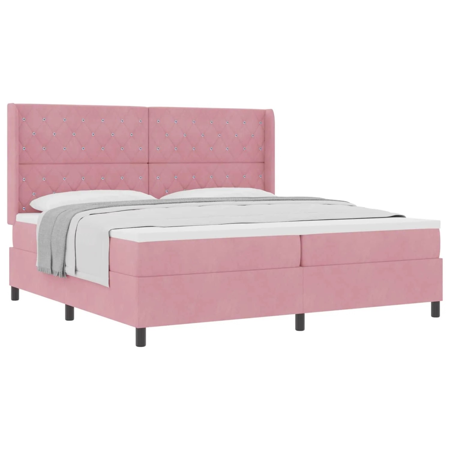vidaXL Boxspringbett mit Matratze mit Kopfteil Rosa 200 x 200 cm Samt 3341977