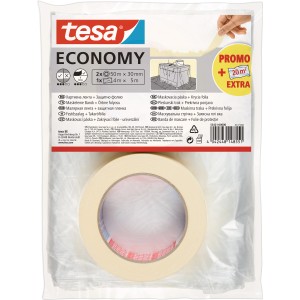 Tesa Malerband-Set Economy mit 2 Rollen Klebeband und Abdeckfolie.
