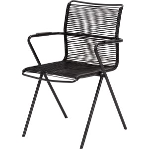 Anthrazitfarbener Acamp Alpha Rope Stapelsessel aus Stahl und Polyester für Garten oder Balkon.