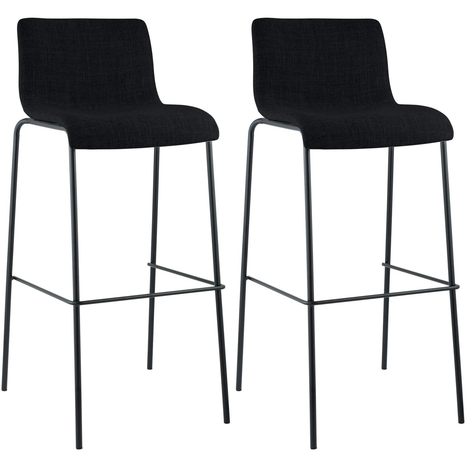 CLP 2er Set Barhocker Hover Stoff Vierfußgestell Schwarz/Schwarz