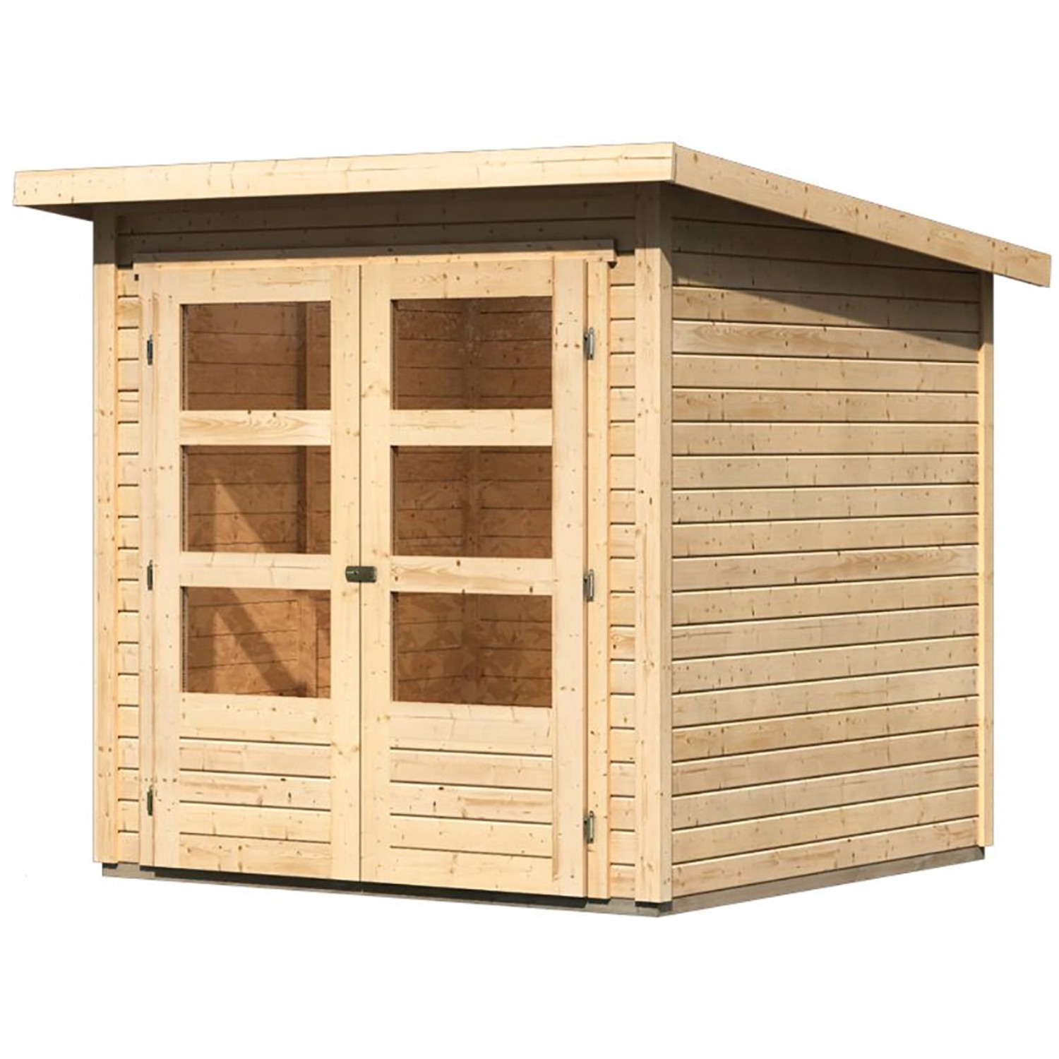 Karibu Holz-Gartenhaus Sitten Natur Pultdach Unbehandelt 182 cm x 182 cm günstig online kaufen