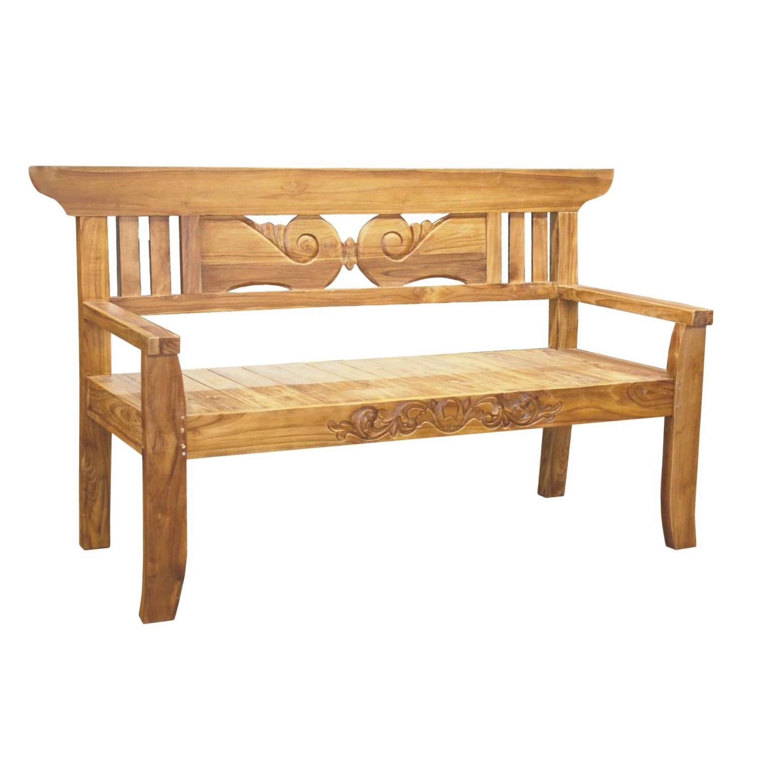 DELUKE Gartenbank MAREN 3-Sitzer 163,5cm Breit Teak Hellbraun Terrassenbank Wetterfest Sitzbank Outdoor Bank