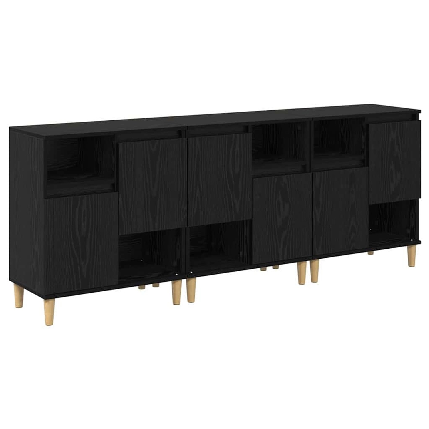 vidaXL Sideboards 3 Stk Schwarz Eichen-Optik 60 x 35 x 70 cm 3415593 günstig online kaufen