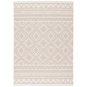 Beiger Outdoor Teppich Ottawa mit Ethno-Muster, 160x230cm. Flachgewebe, geeignet für Innen- und Außenbereich.