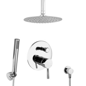 PaulGurkes Unterputz Duschsystem mit Regendusche (20cm) und Handbrause, verchromt.