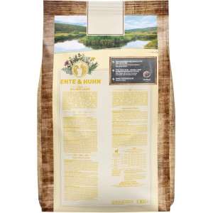 Wildes Land Hunde-Trockenfutter Puppy Ente & Huhn, 1kg Sack für Welpen.