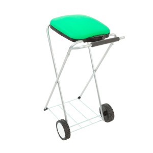 PROREGAL Abfallsackständer mit grünem Deckel und Rollen, verzinkt, 83x44x56 cm.