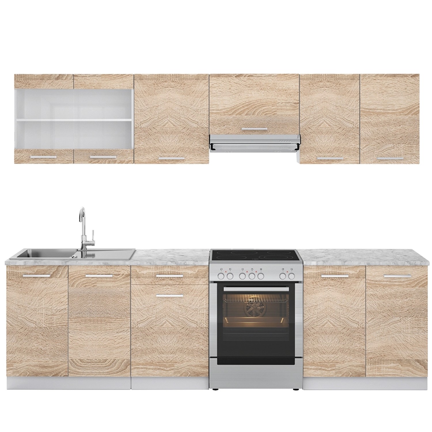 Vicco Raul Küchenzeile Sonoma 270 cm AP MarmorRaul günstig online kaufen