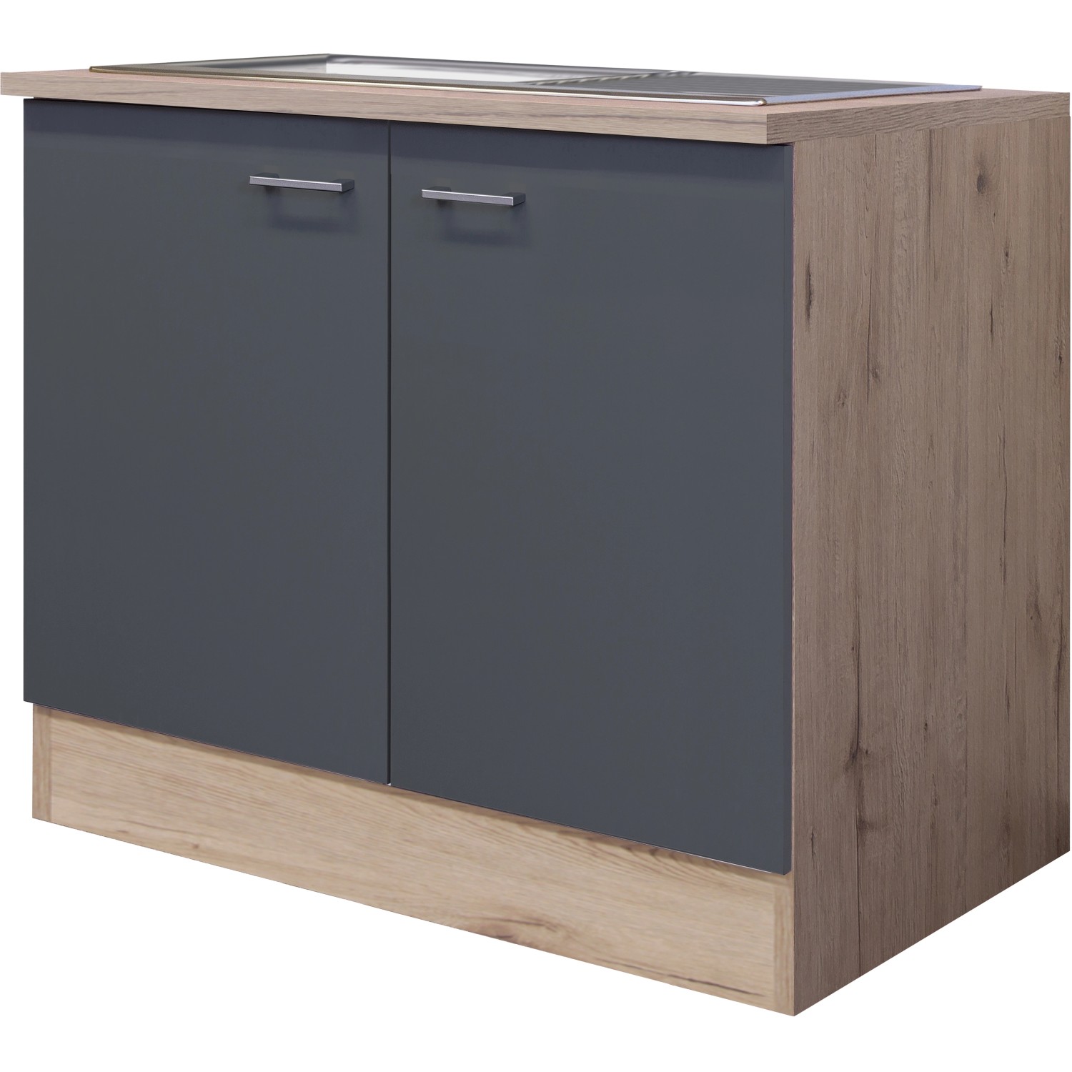 Flex-Well Exclusiv Spülenunterschrank Morena 100 cm Basaltgrau matt - San Remo