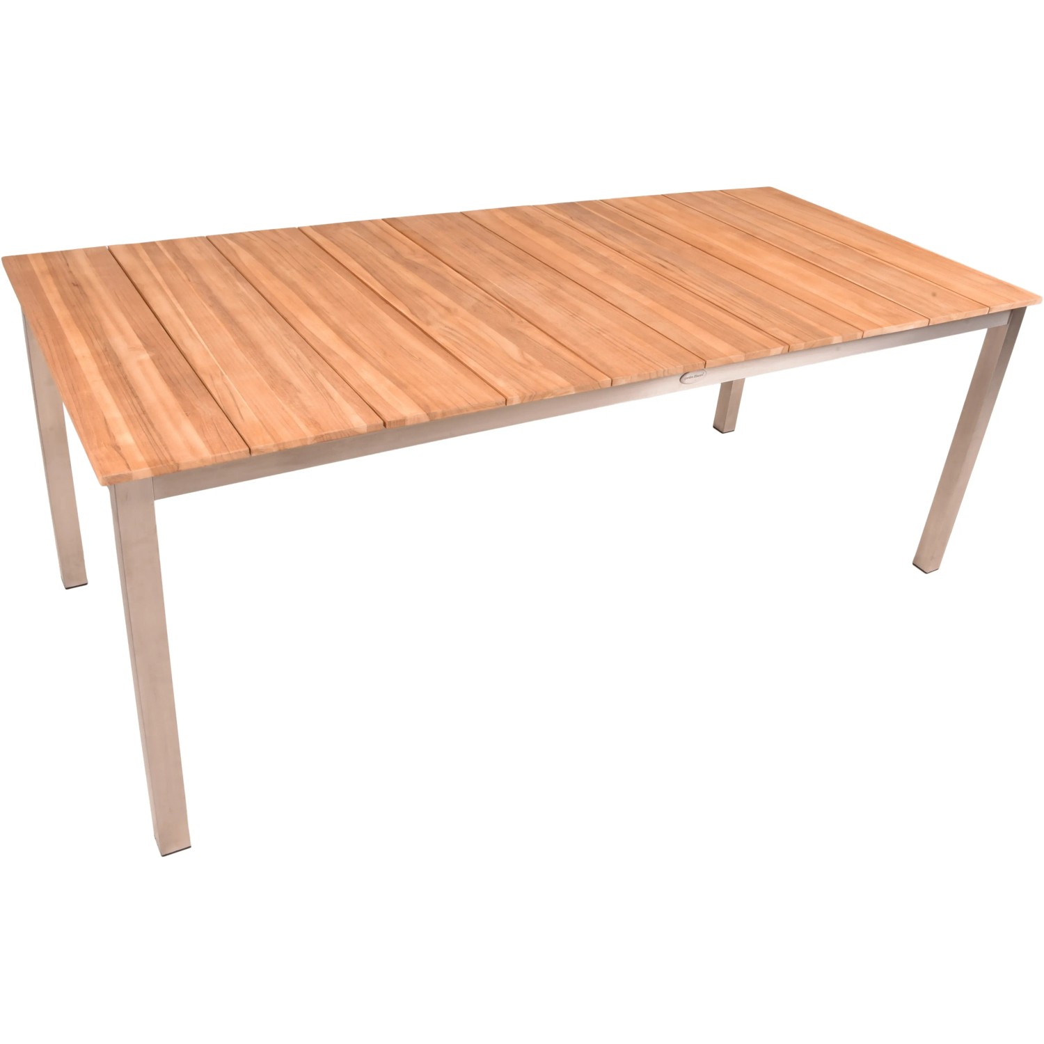 Gartenmöbel-Tisch Dallas: Teakholz-Tischplatte, Edelstahlgestell, Teil des Garden Pleasure Sets.