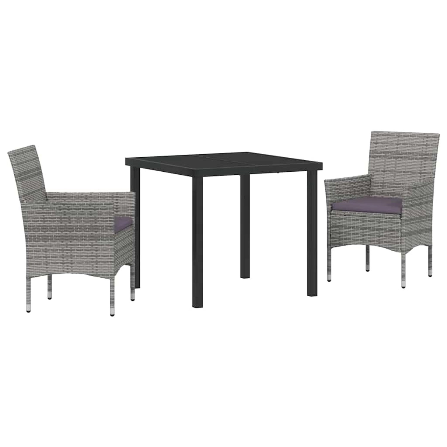 vidaXL 3-Teiliges Garten-Esszimmer-Set in Grau aus Poly Rattan 3379730