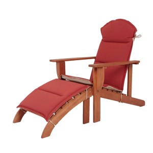 DELUKE Adirondack-Stuhl MARKUS mit Auflage Natur Eukalyptus Liegestuhl Adirondack Gartenstuhl Sonnenliege