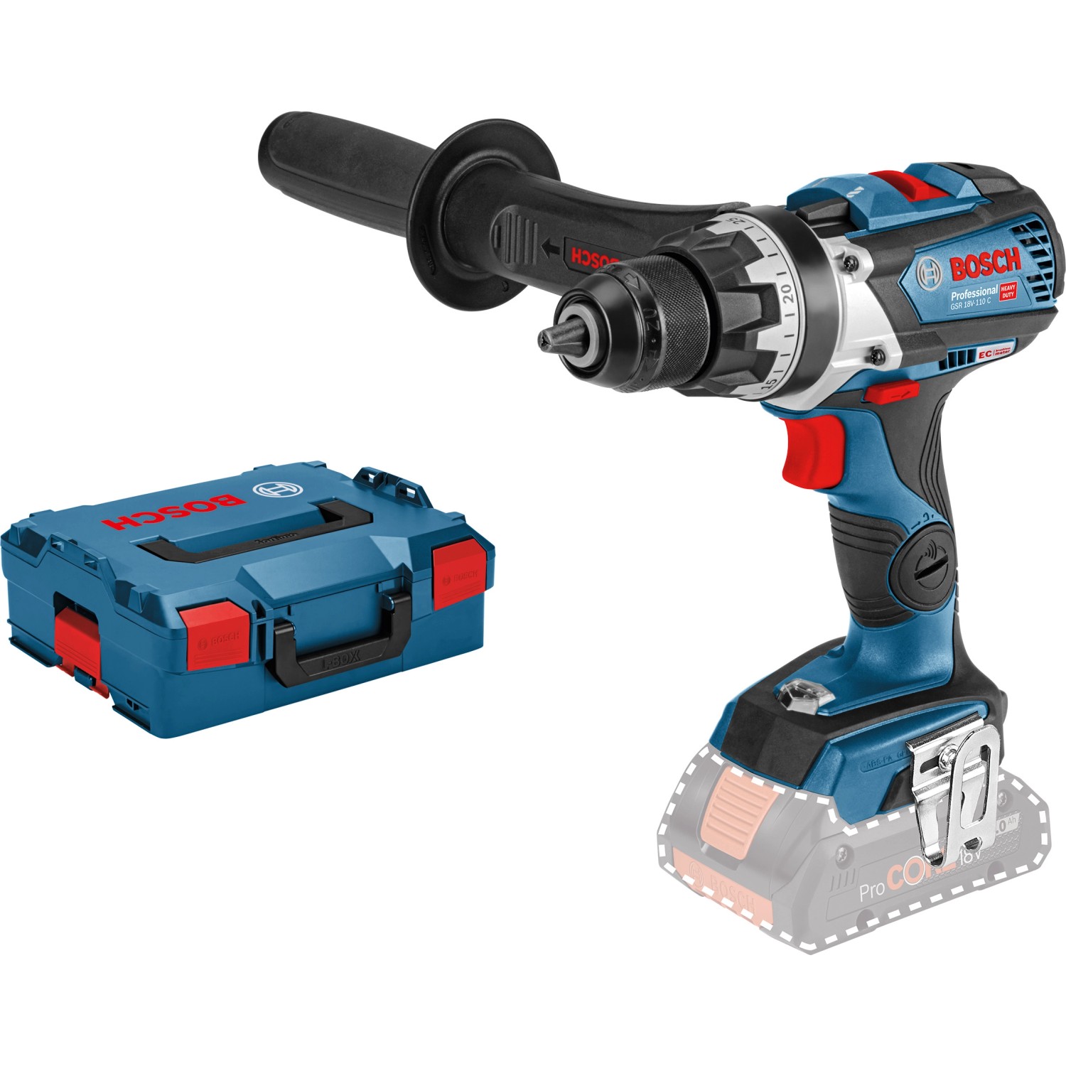 Bosch Professional 18 V Akku-Bohrschrauber GSR 18V-110 C Solo mit L-Boxx