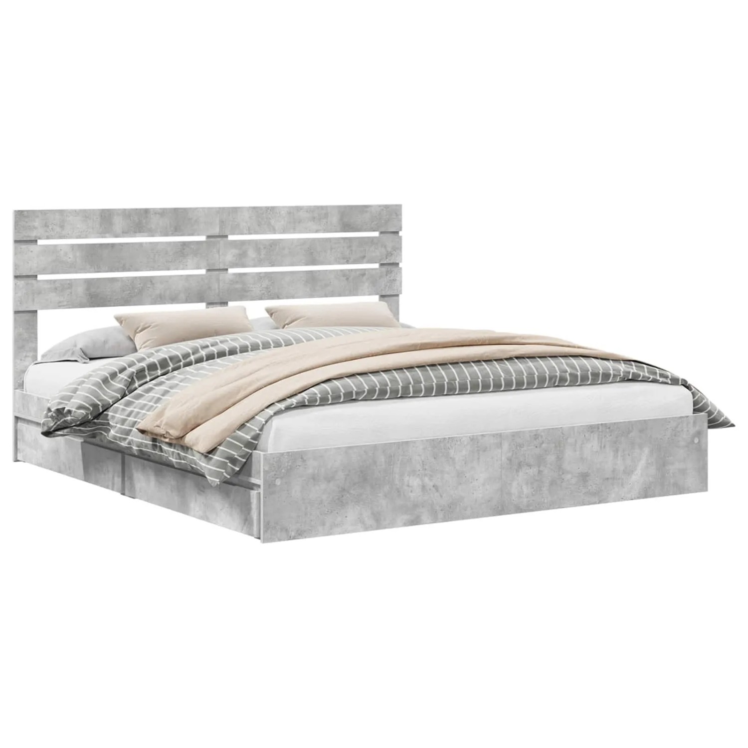 vidaXL Stauraumbett Betongrau 180 x 200 cm Holzwerkstoff 3411551 günstig online kaufen