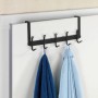 Schwarze Wenko Türgarderobe Nostalgie mit 5 Haken an einer Tür mit Handtüchern.