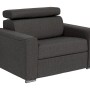 Dunkelgrauer Schlafsessel Vizir aus Stoff mit verstellbarer Kopfstütze und Chromfüßen. Moderner Relaxsessel mit Bettfunktion.