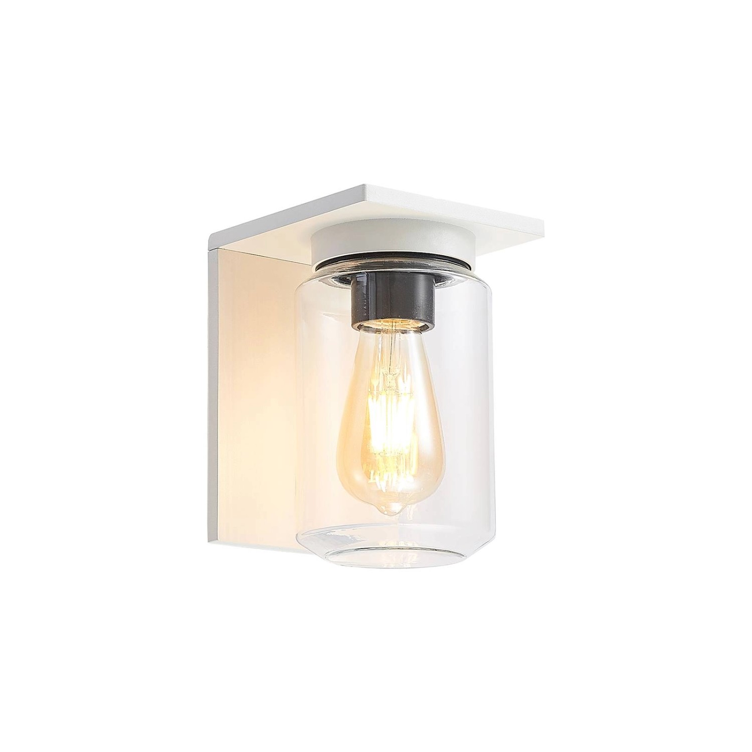 Lucande Wandleuchte Außen Semka 9618154 Spritzwassergeschützt Modern in Weiß aus Aluminium 1-flammig E27