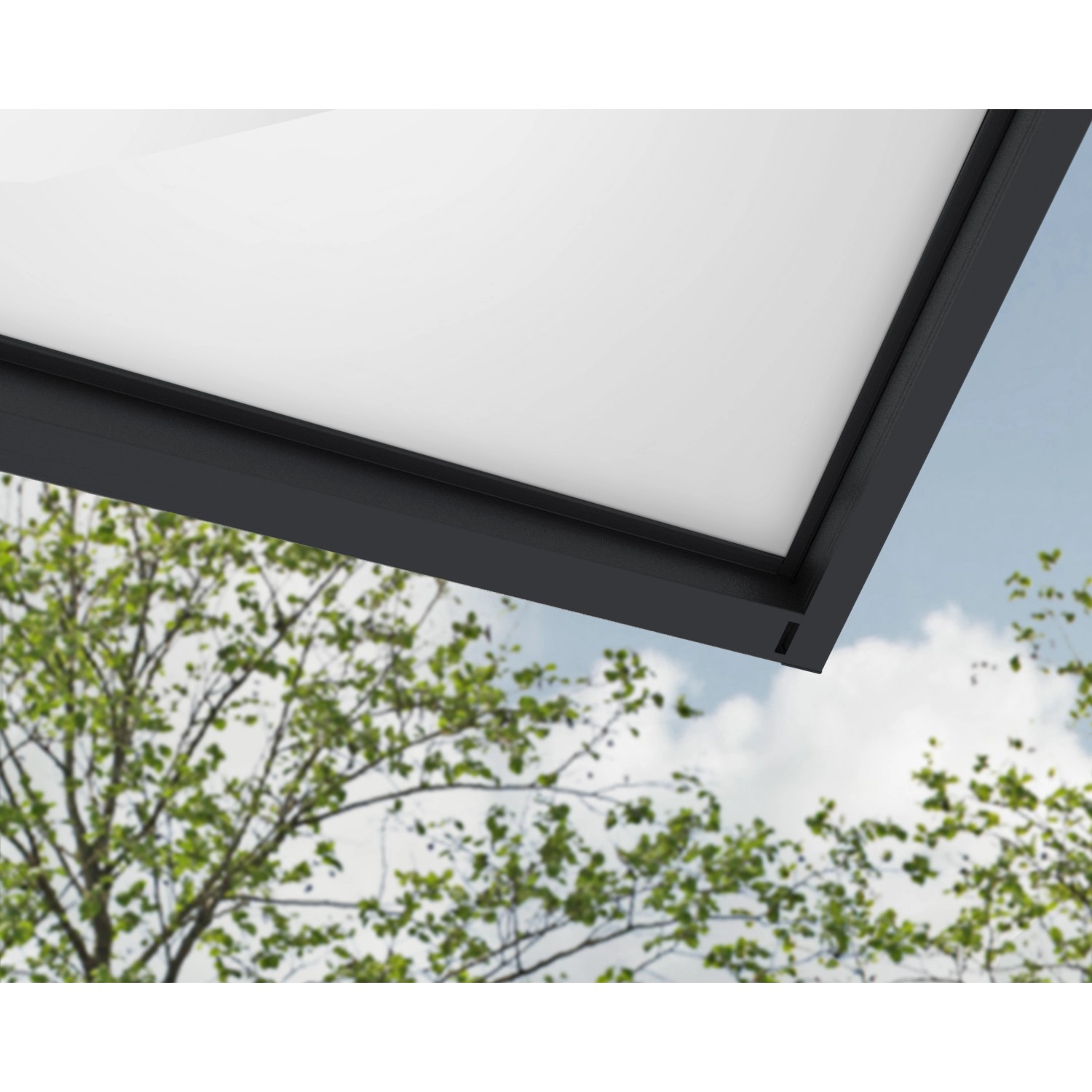 Graues Palram Canopia Vordach Sophia XL, 192x140 cm, Detailansicht.