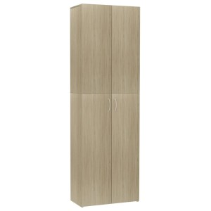 Büroschrank Sonoma-Eiche, Holzwerkstoff, 190 cm hoch, mit 2 Türen und 5 Fächern.