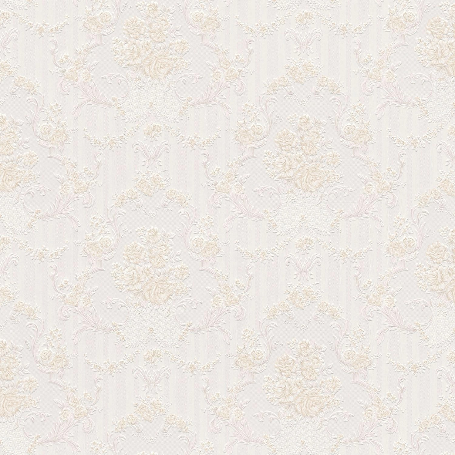 PROFHOME 765772-GU Barock Tapete Ornament Matt Beige Grau Weiß 0,53 m x 10, günstig online kaufen