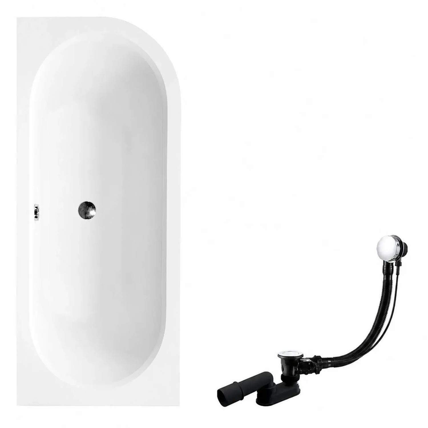 KOLMAN Badewanne Eckwanne 180 x 80 Cm Links Mit Kopfstütze KODI Inkl. Ablauf Und Füße