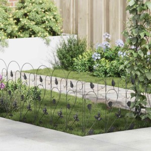 Schwarzer vidaXL Gartenzaun Spalier (307cm) mit dekorativen Intarsien für den Außenbereich.