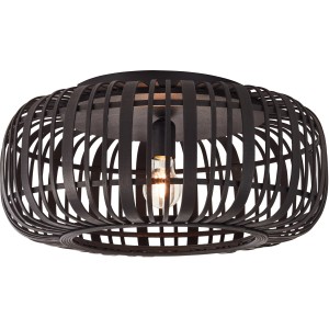 Schwarze Brilliant Deckenleuchte Woodrow, Ø 51cm, aus Bambusstreben mit E27 Fassung.