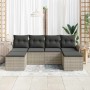 Hellgraues 6-teiliges Garten-Sofa-Set aus Poly Rattan mit Kissen von vidaXL.