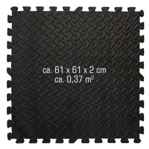 Schwarze eyepower Bodenschutzmatte, 63x63 cm, 12er Set mit Rand für Werkstatt, Garage.
