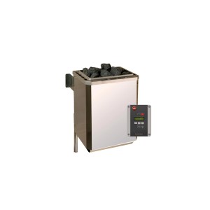 Weka Saunaofen 7,5 kW mit Steinen und digitaler Steuerung für Massivholzsauna Turku.