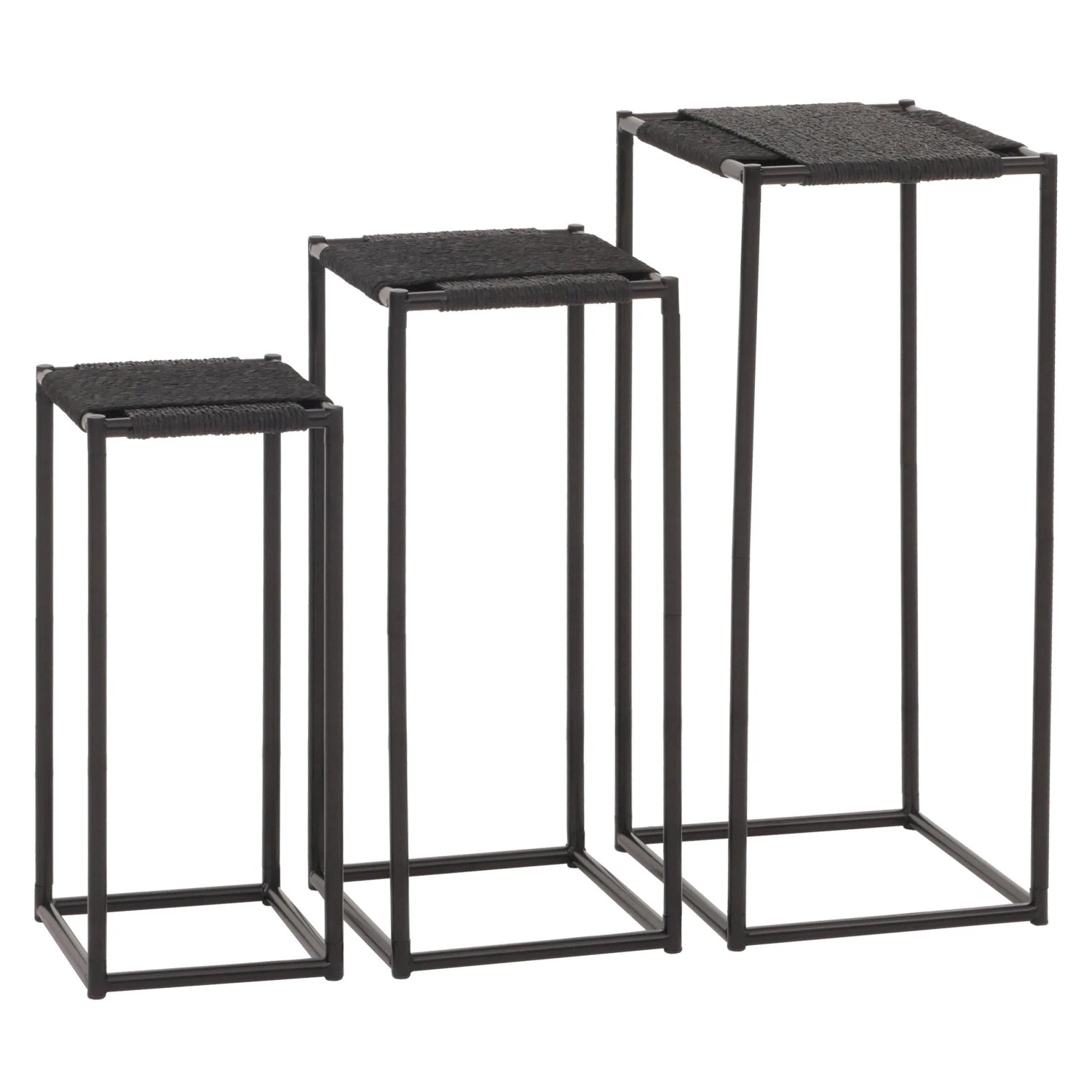 Mcw 3er-Set Blumentisch N70 Stapelbar Metall Papierseil Anthrazit