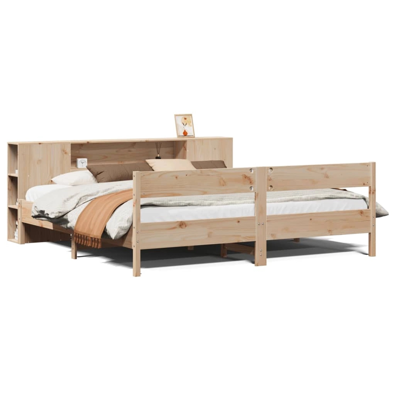 vidaXL Massivholzbett mit Regal ohne Matratze 180x200 cm Kiefer 3322939 günstig online kaufen